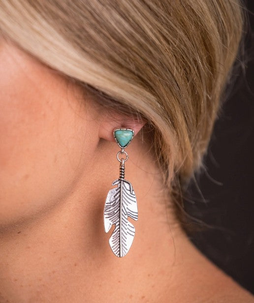West & Co. Turquoise Feather Stud Oorbelle