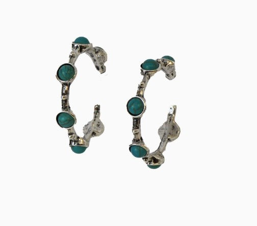 West & Co. Turquoise Accent Hoop Oorbellen
