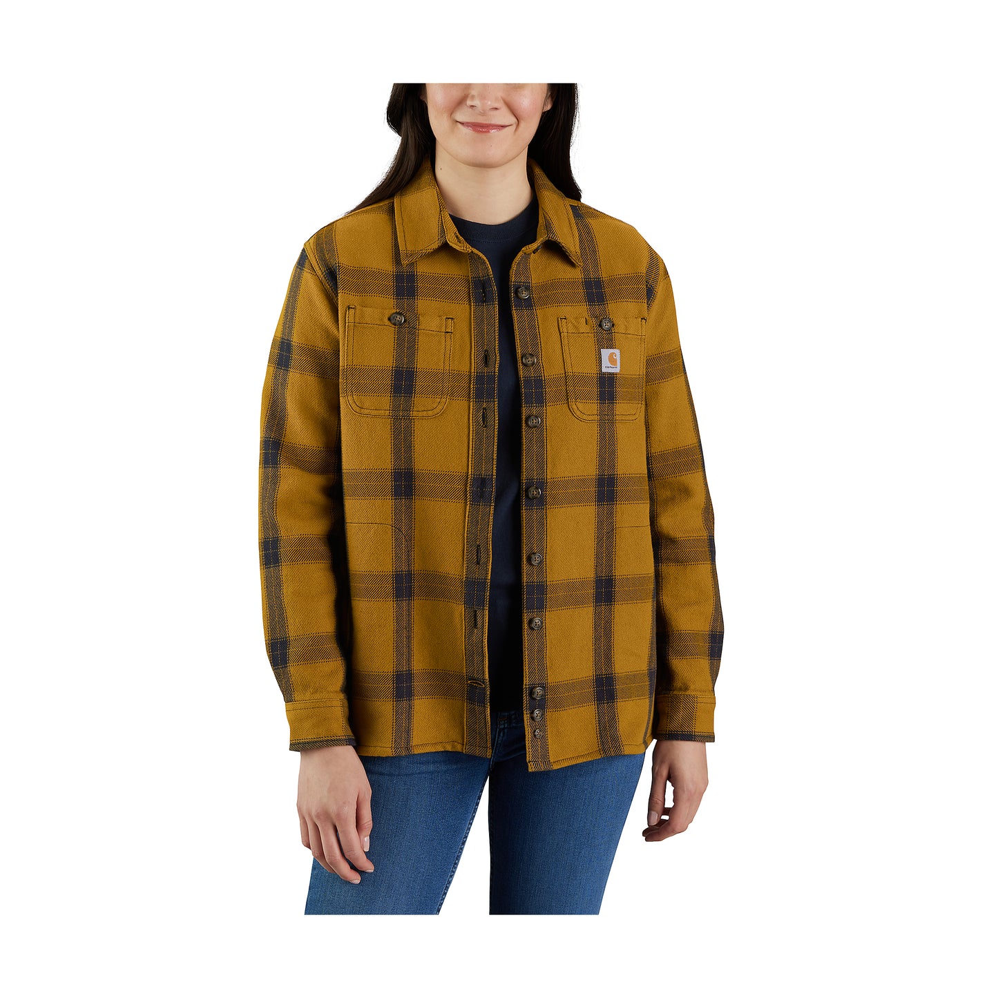 Loose Fit Heavyweight Twill Long-Sleeve Plaid Shirt