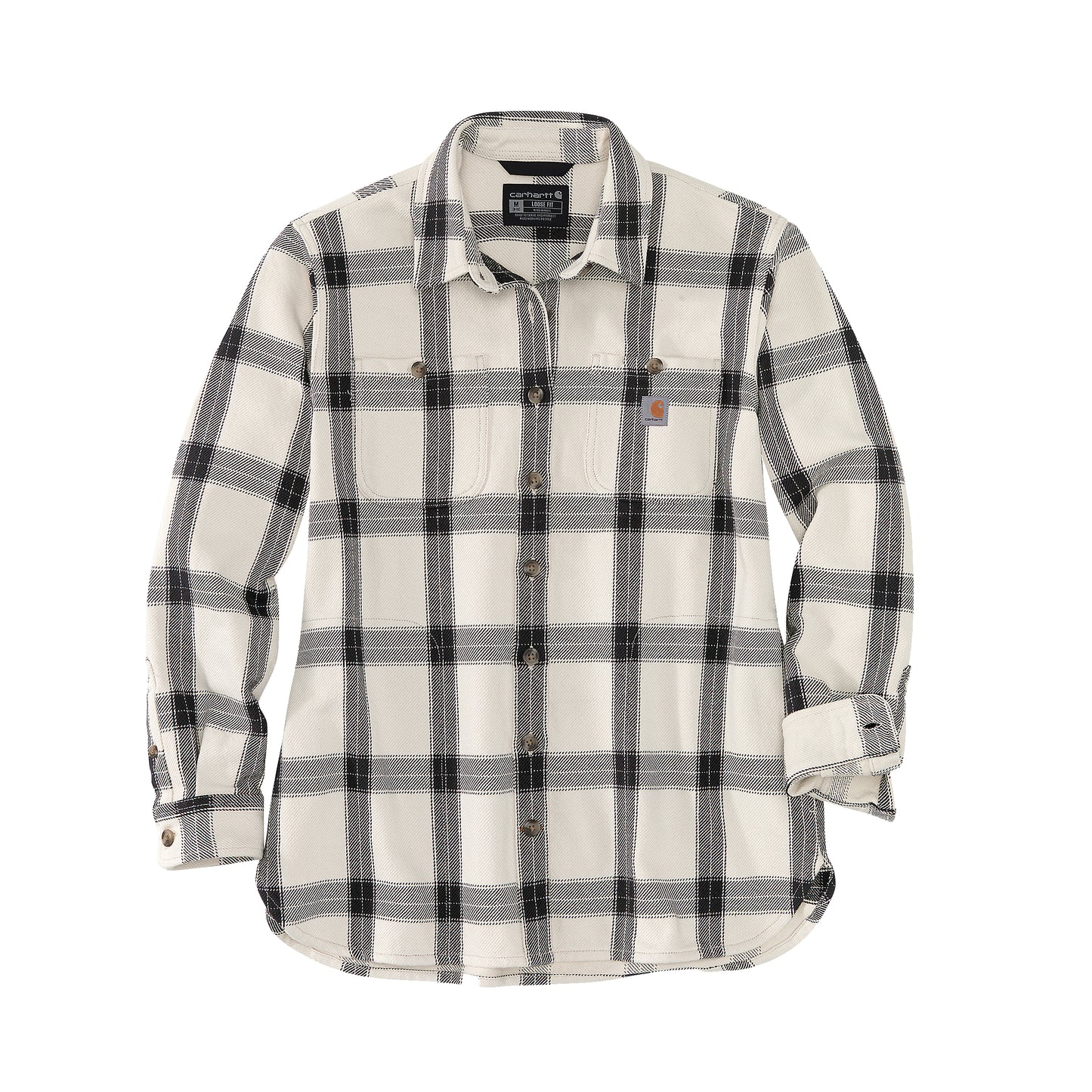 Loose Fit Heavyweight Twill Long-Sleeve Plaid Shirt