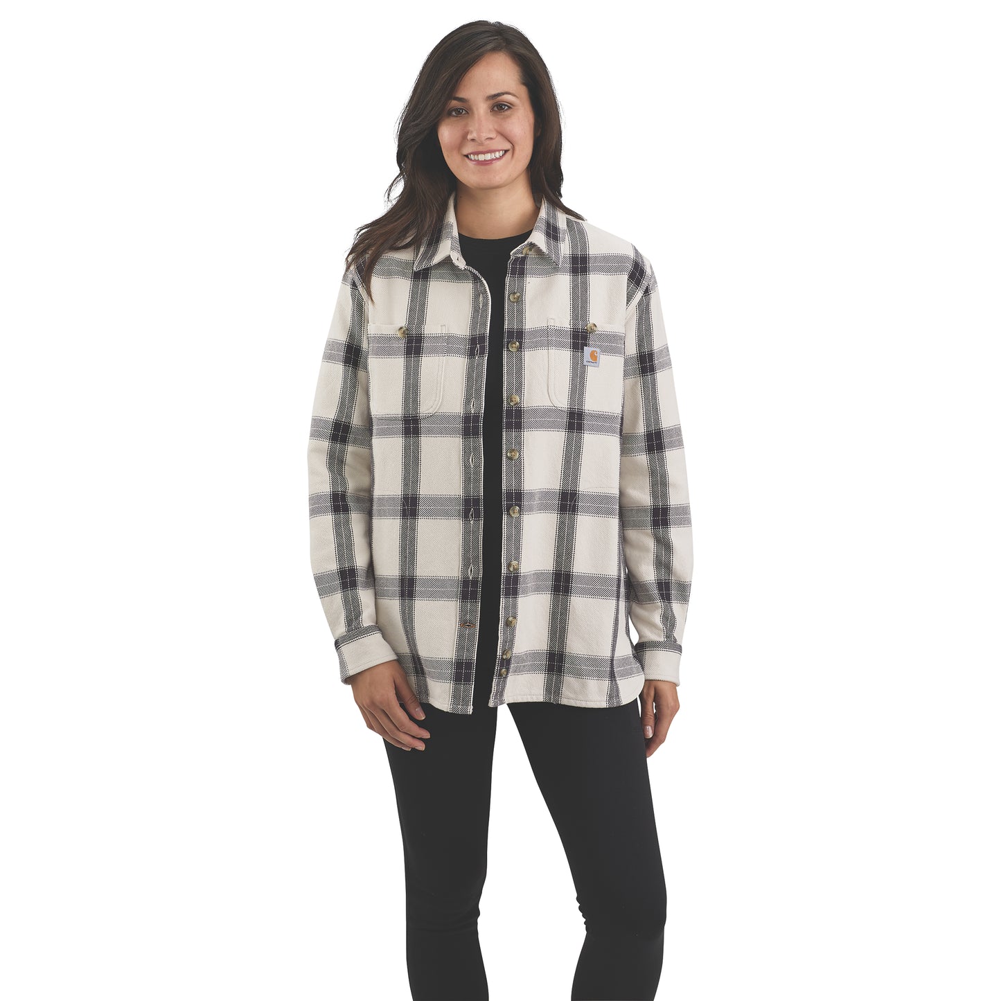 Loose Fit Heavyweight Twill Long-Sleeve Plaid Shirt