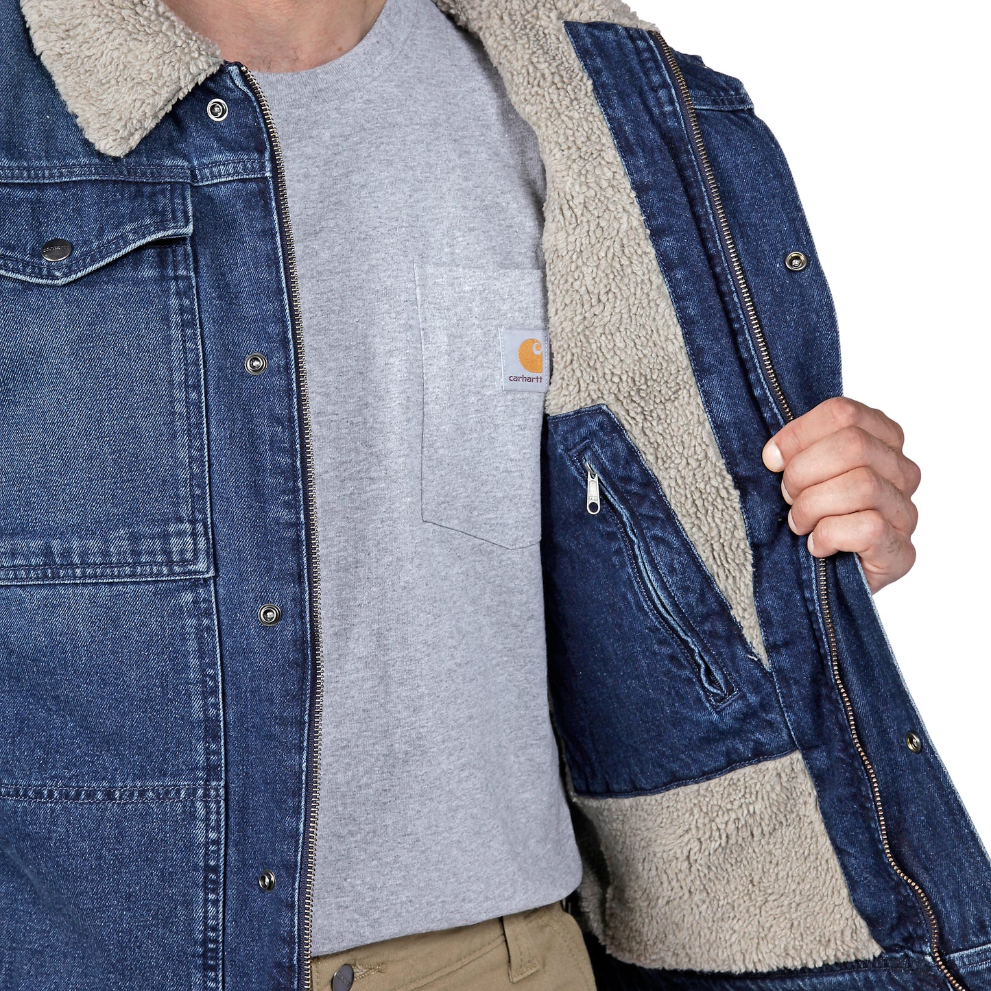 Relaxed Fit Denim Sherpa-Lined Jacket