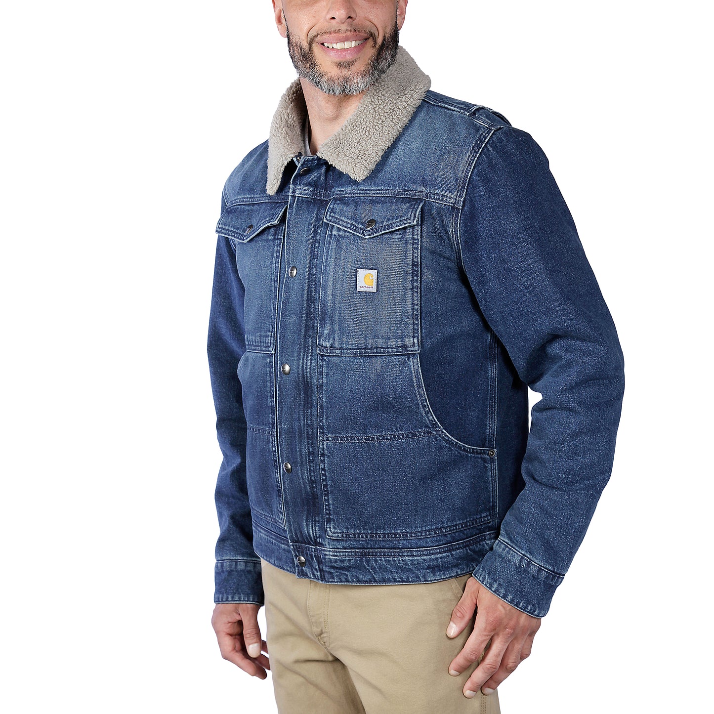 Relaxed Fit Denim Sherpa-Lined Jacket