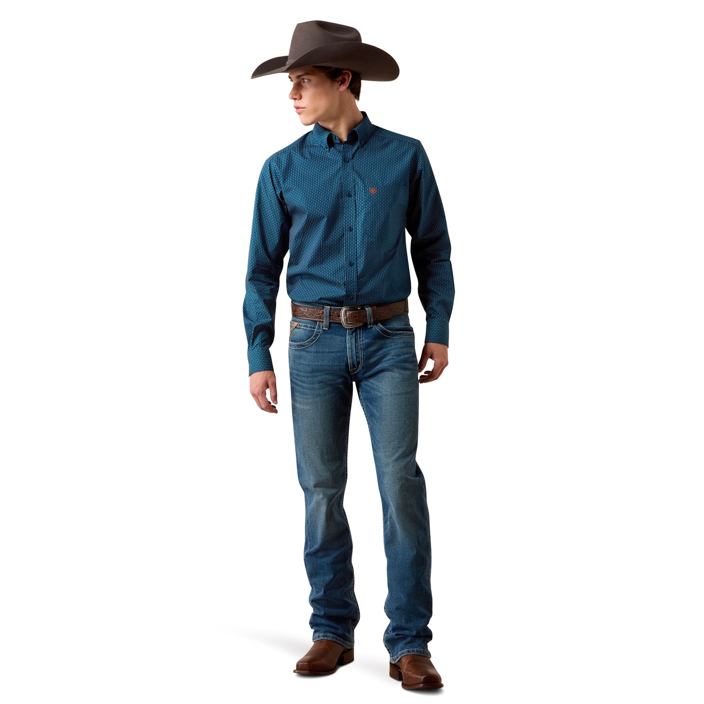 Ariat Claude Fitted Shirt – Sailor Blue Micro Geometric Print