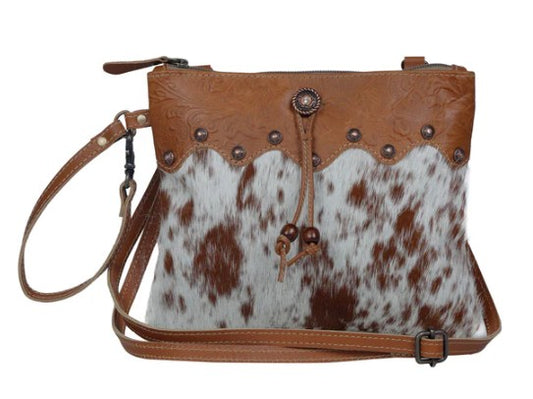 Ornate Brown Leather & Hairon Bag
