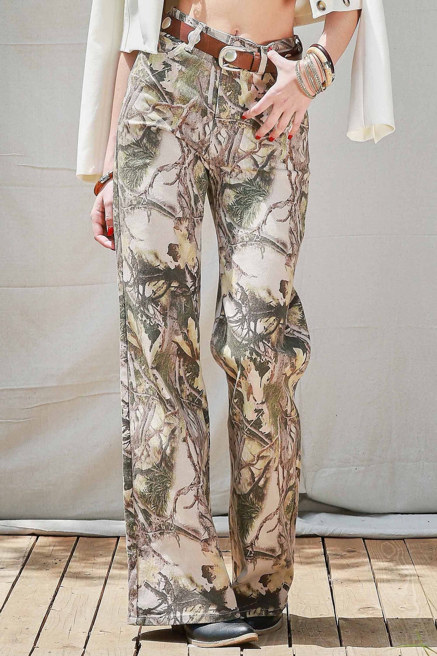Camouflage broek high rise