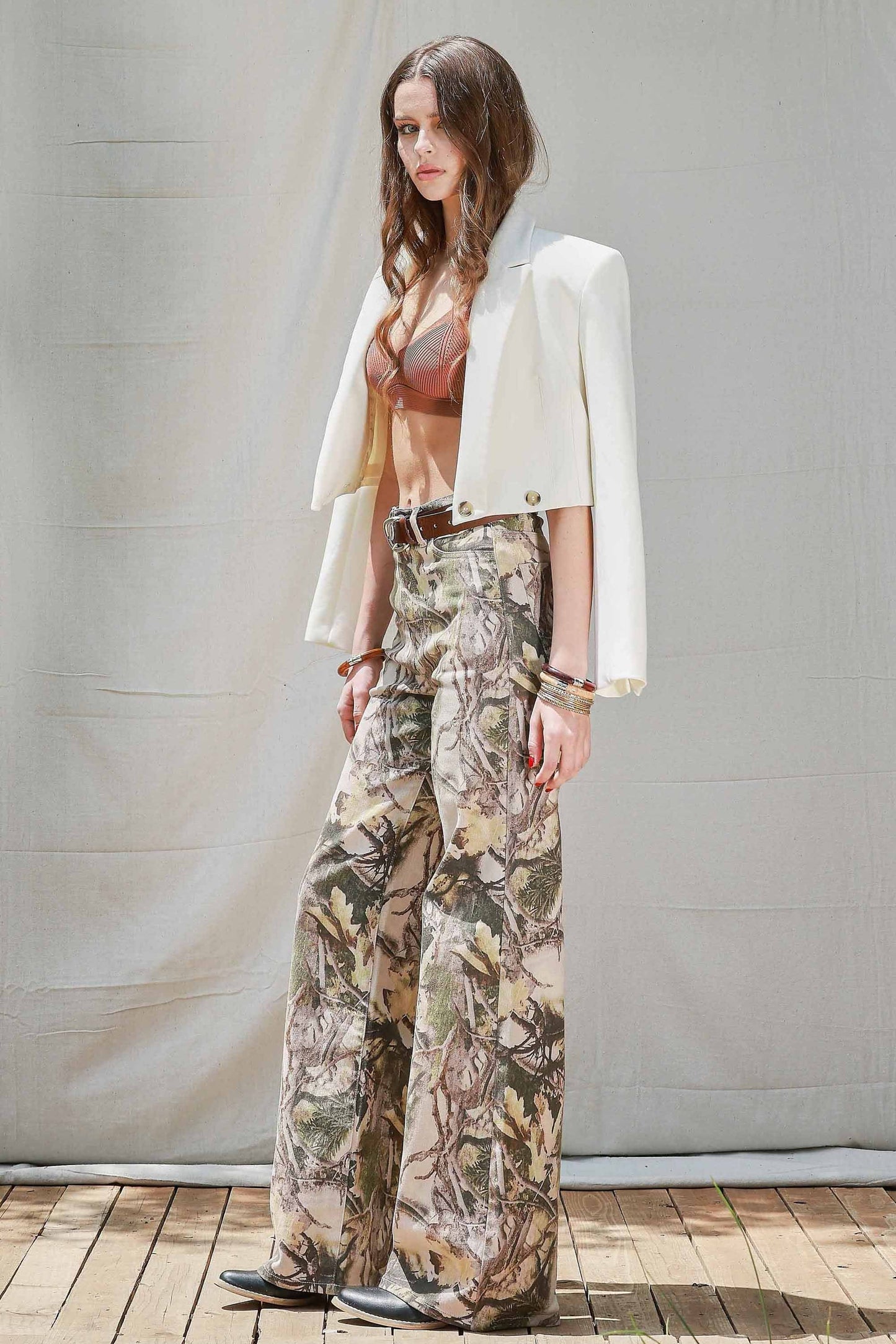 Camouflage broek high rise