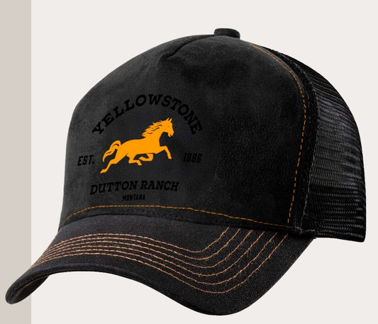 Yellowstone Truckercap stars and stripes black horses
