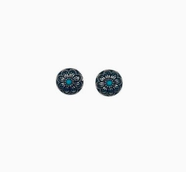 West & Co. Turquoise Flower Concho Stud Oorbellen