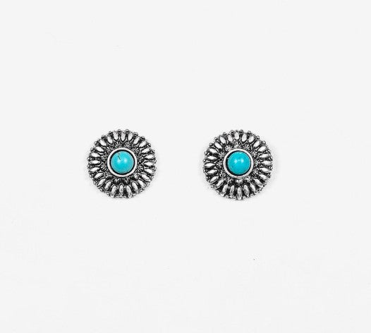 West & Co. Turquoise Flower Stud Oorbellen