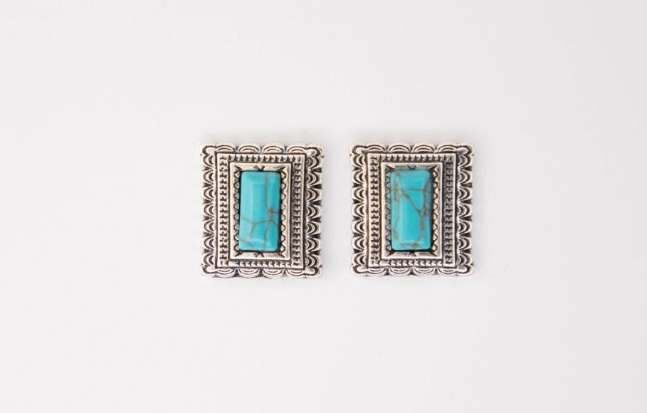 West & Co. Turquoise Rectangle Stud Oorbellen