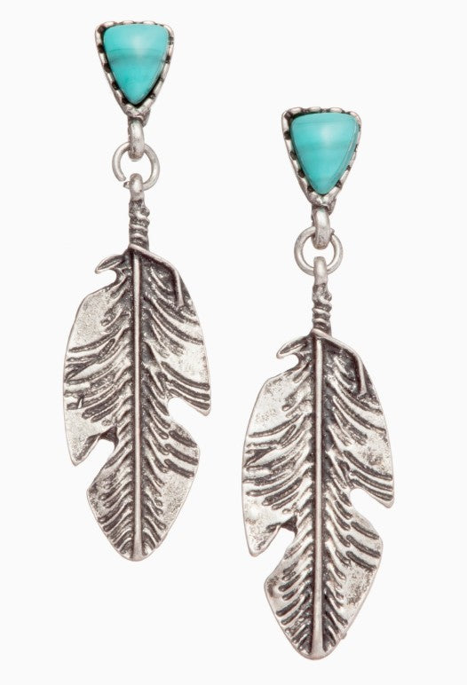 West & Co. Turquoise Feather Stud Oorbelle