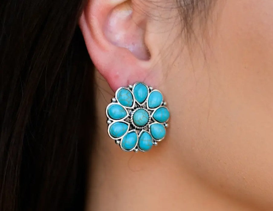 West & Co. Western Blossom Turquoise Oorbellen