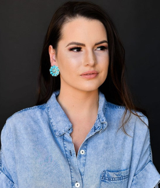 West & Co. Western Blossom Turquoise Oorbellen