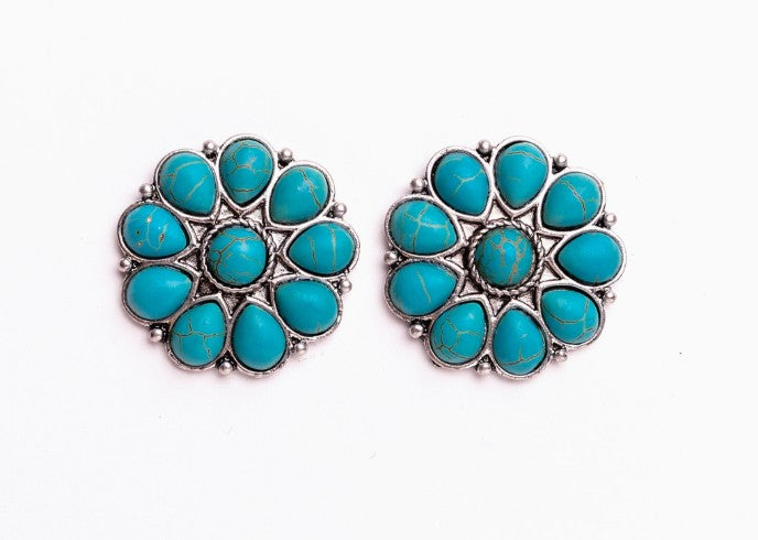 West & Co. Western Blossom Turquoise Oorbellen