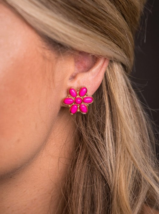 West & Co. Pink Flower Stud Oorbellen