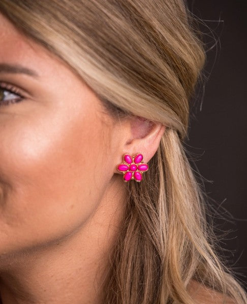 West & Co. Pink Flower Stud Oorbellen