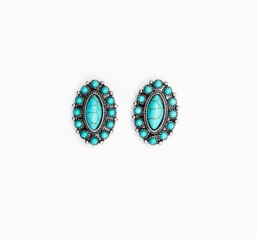 West & Co. Elongated Turquoise Post Oorbellen