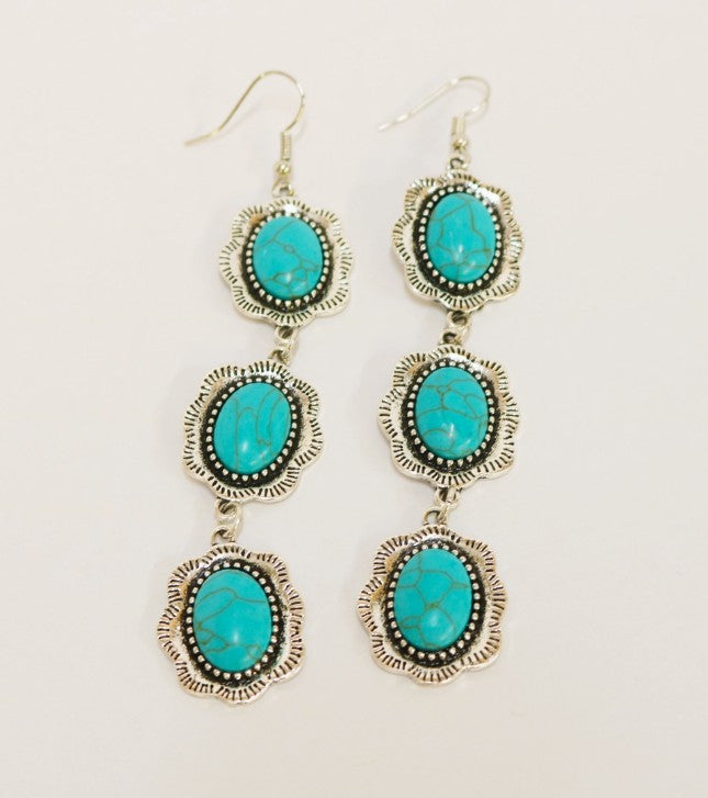 West & Co. Triple Turquoise Drop Oorbellen