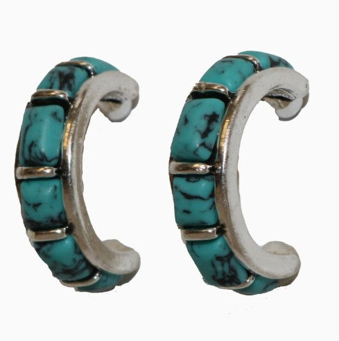West & Co. Turquoise Inlay Hoop Oorbellen