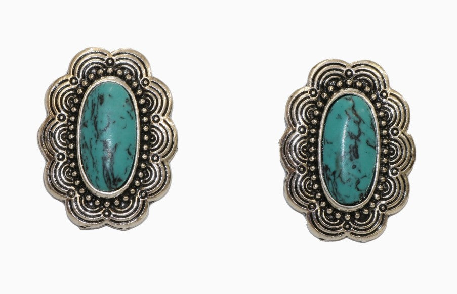 West & Co. Turquoise Flower Post Oorbellen