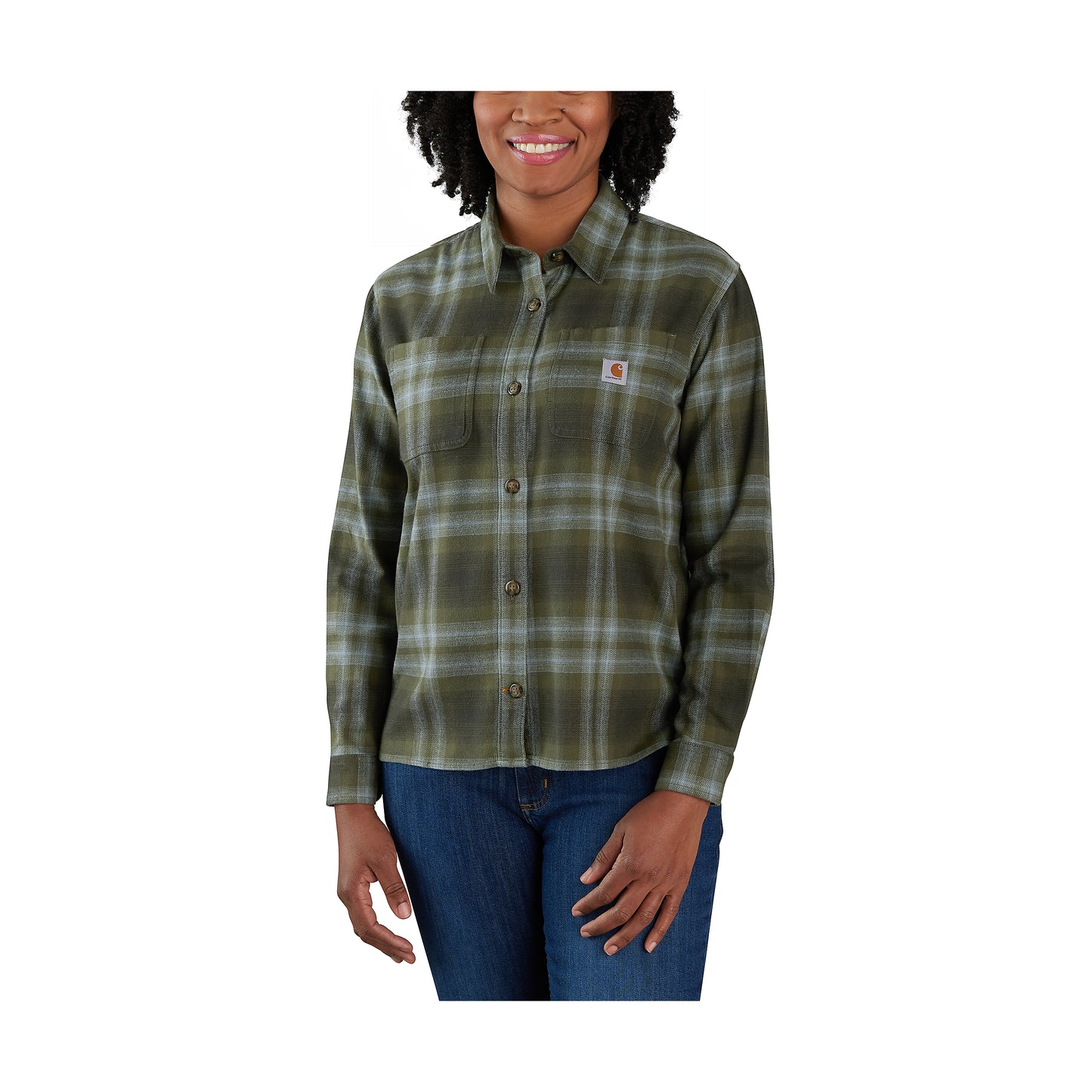 Flannel Long-Sleeve Plaid Shirt woman