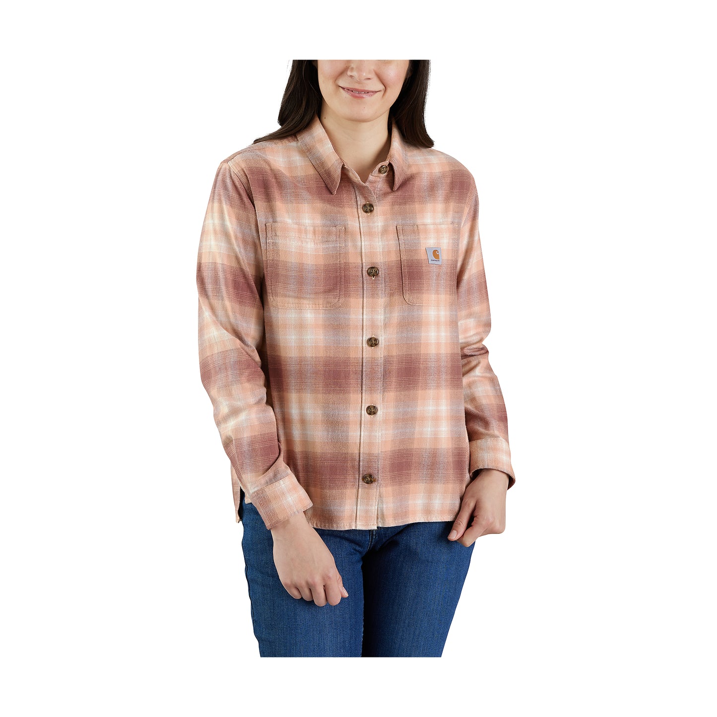 Flannel Long-Sleeve Plaid Shirt woman