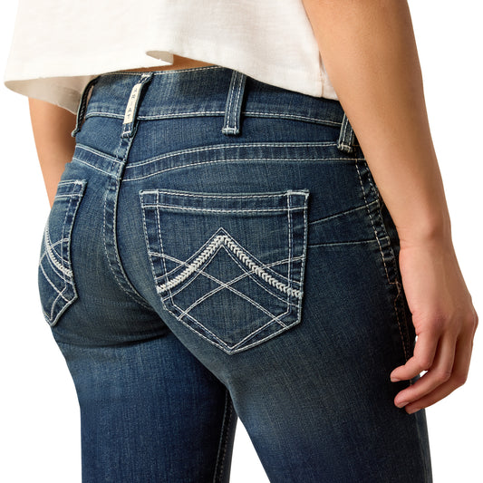 Ariat R.E.A.L. Mid Rise Stretch Icon Stackable Straight Leg Jean kleur Ocean