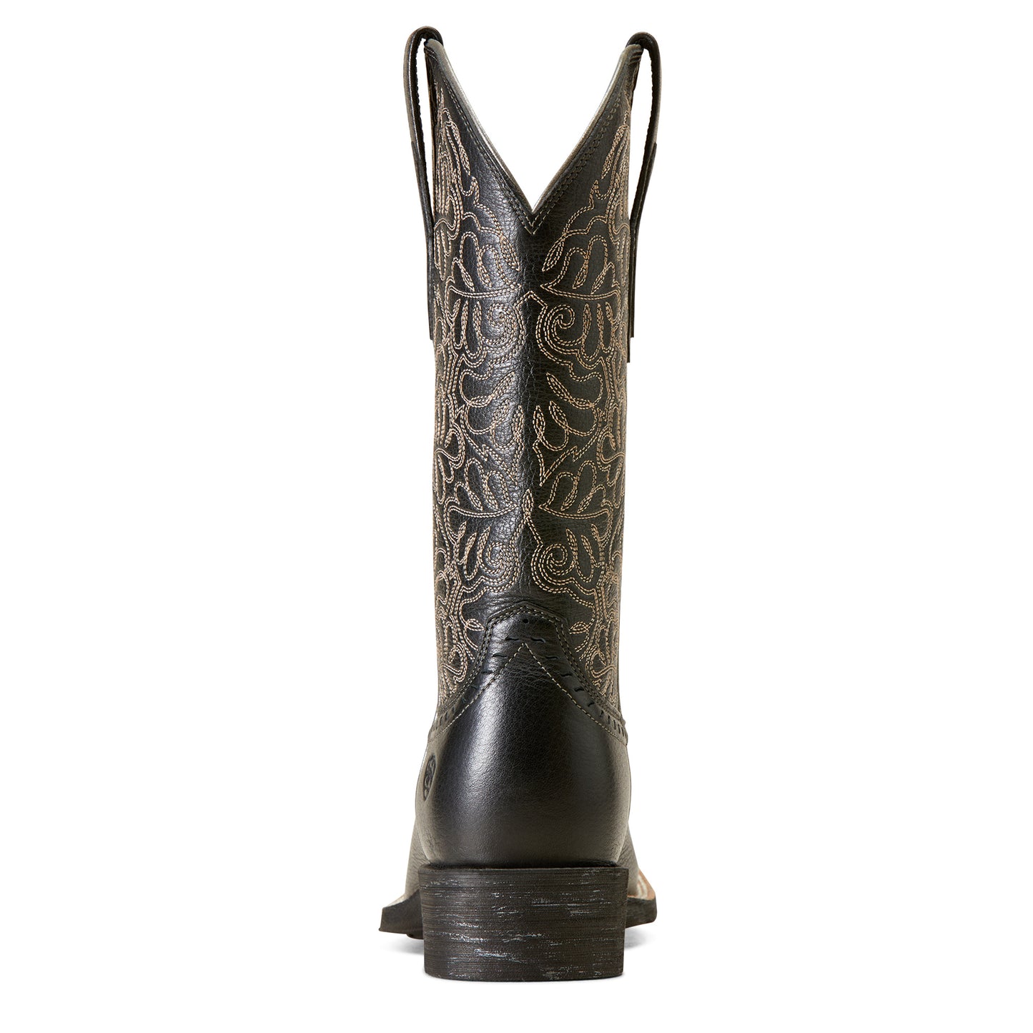 Ariat Round Up Remuda Wide Square Toe Western Boot Black Deertan