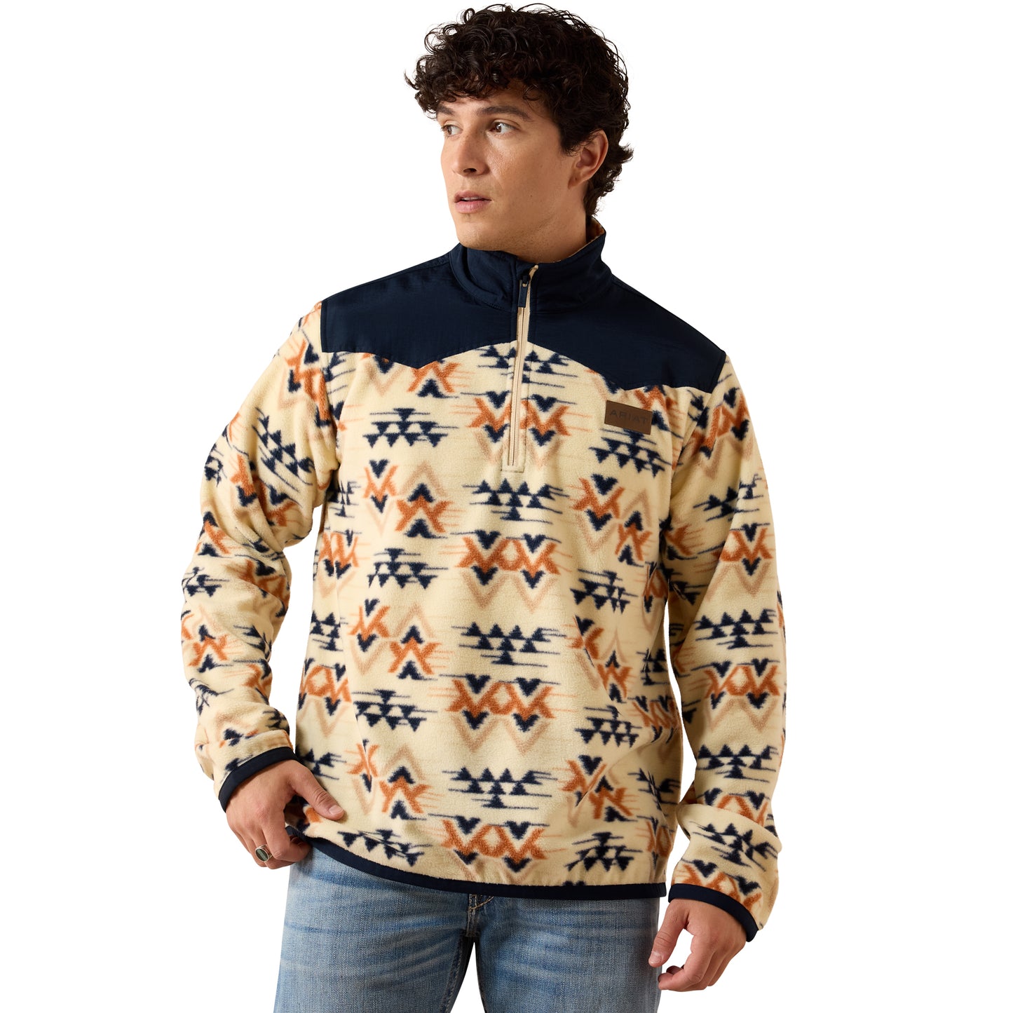 Ariat Basis Fleece Pullover Oxford Tan Arrows