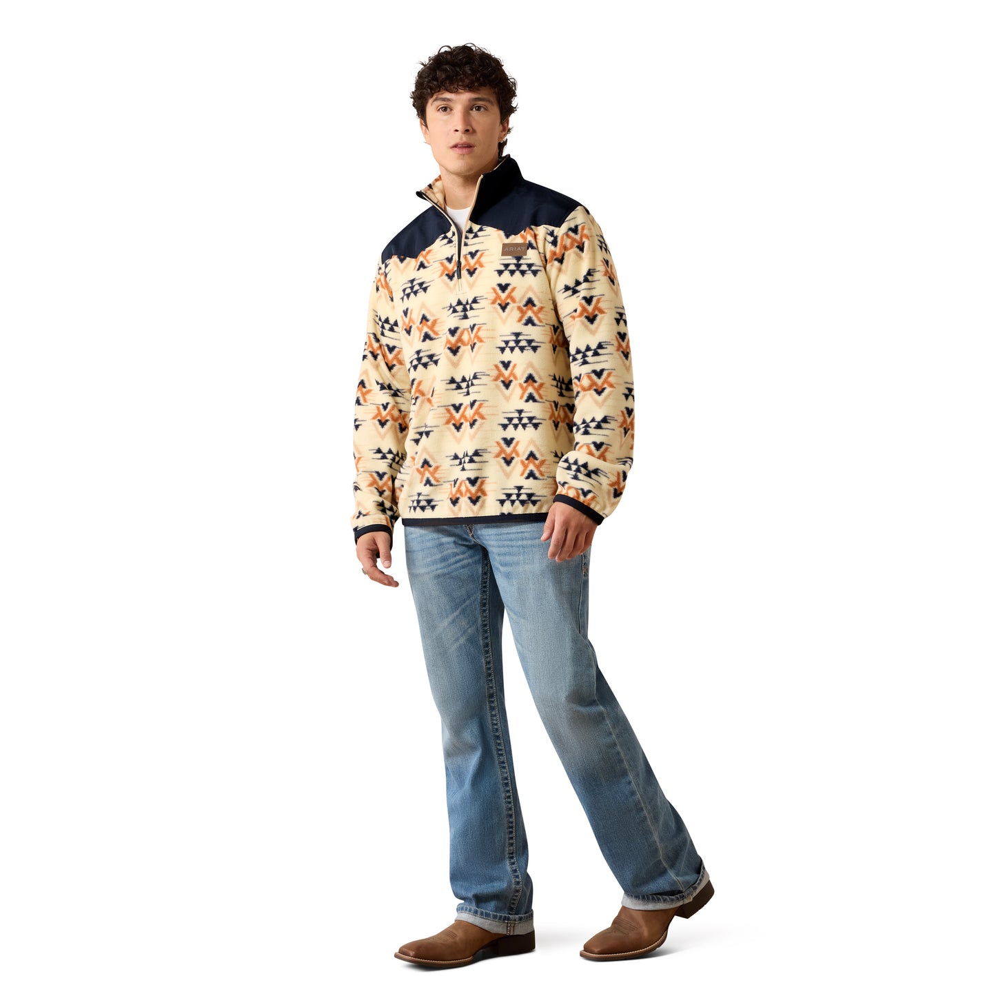 Ariat Basis Fleece Pullover Oxford Tan Arrows