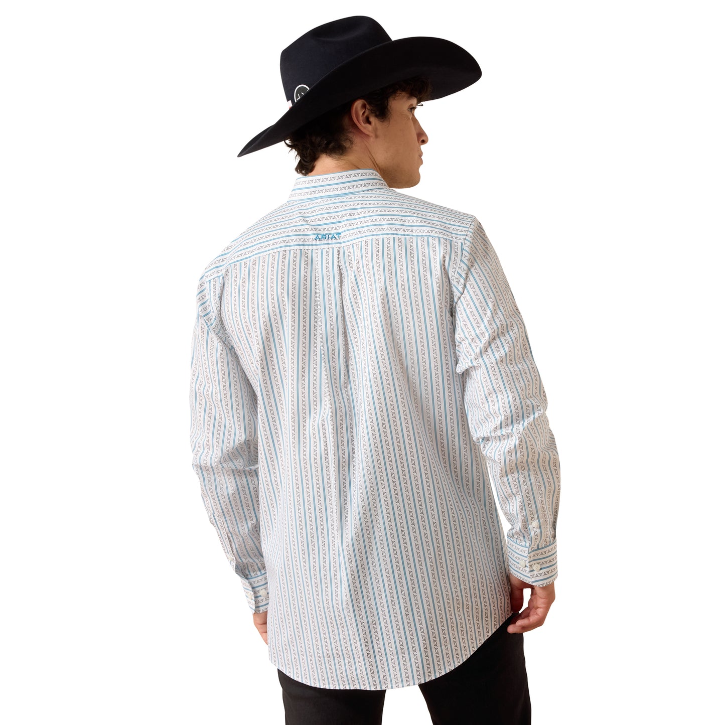 Ariat Crow Fitted Shirt – White Longhorn Stripe