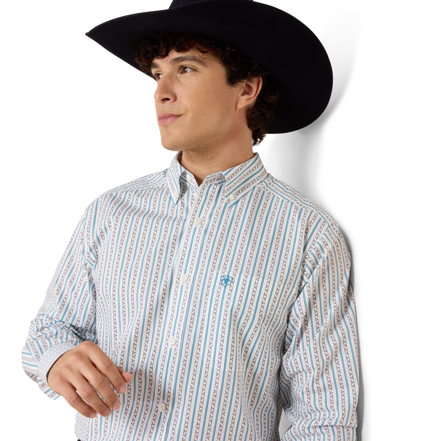 Ariat Crow Fitted Shirt – White Longhorn Stripe