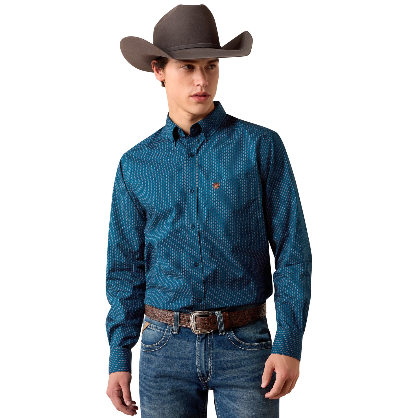 Ariat Claude Fitted Shirt – Sailor Blue Micro Geometric Print