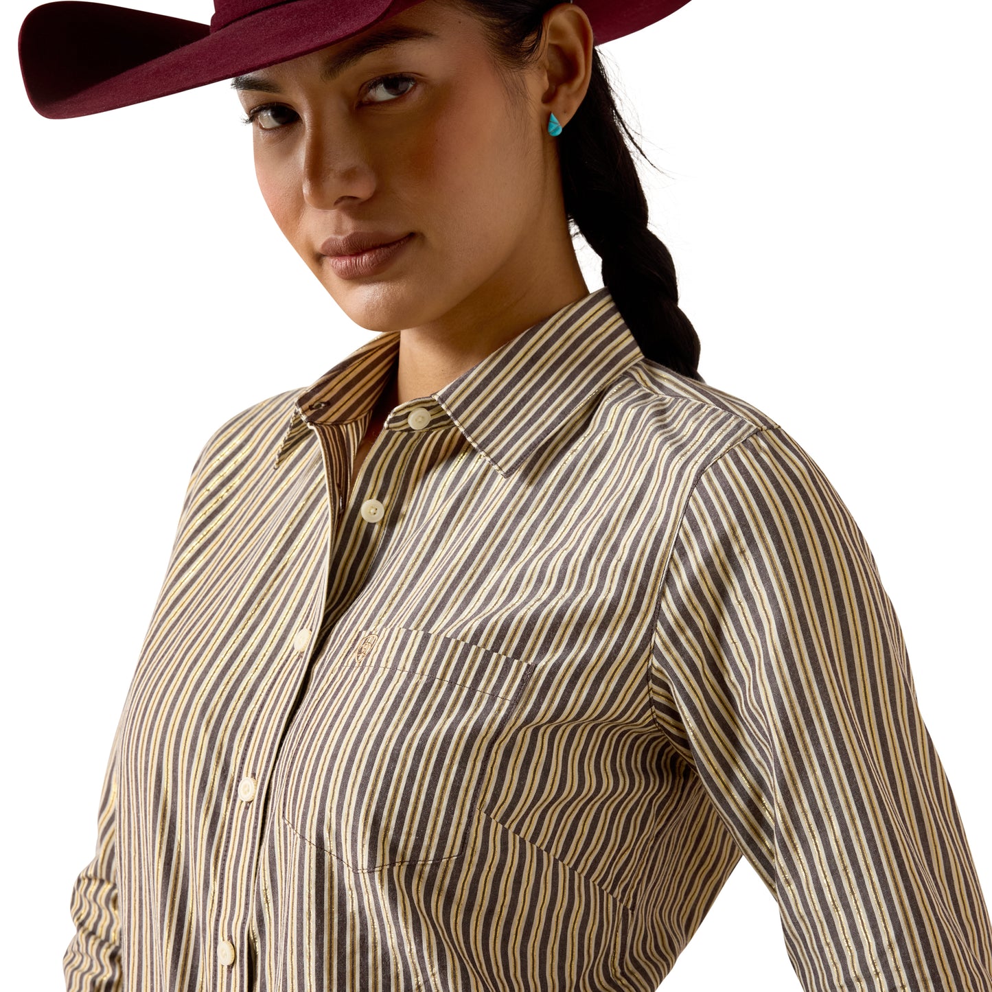 Ariat Kirby Stretch Shirt - Chocolate Plum Stripe