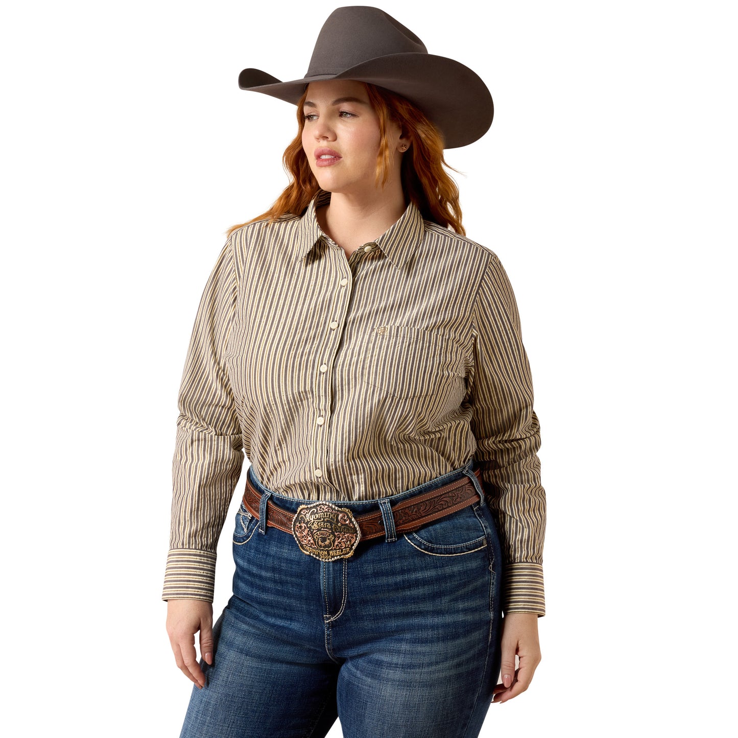Ariat Kirby Stretch Shirt - Chocolate Plum Stripe