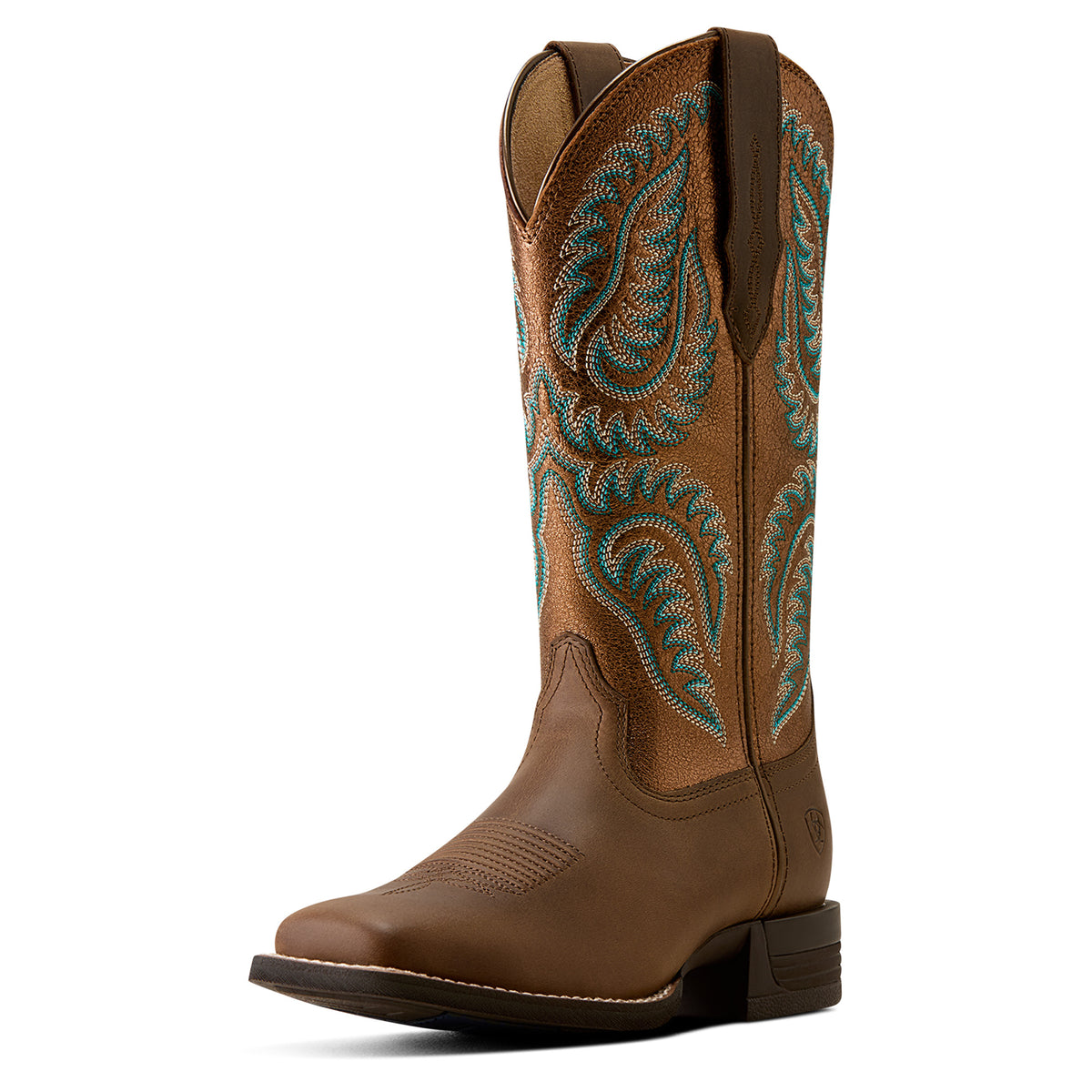 Ariat Cattle Caite Wide Square Toe Western Boot Mocha Dust Copper Ridge
