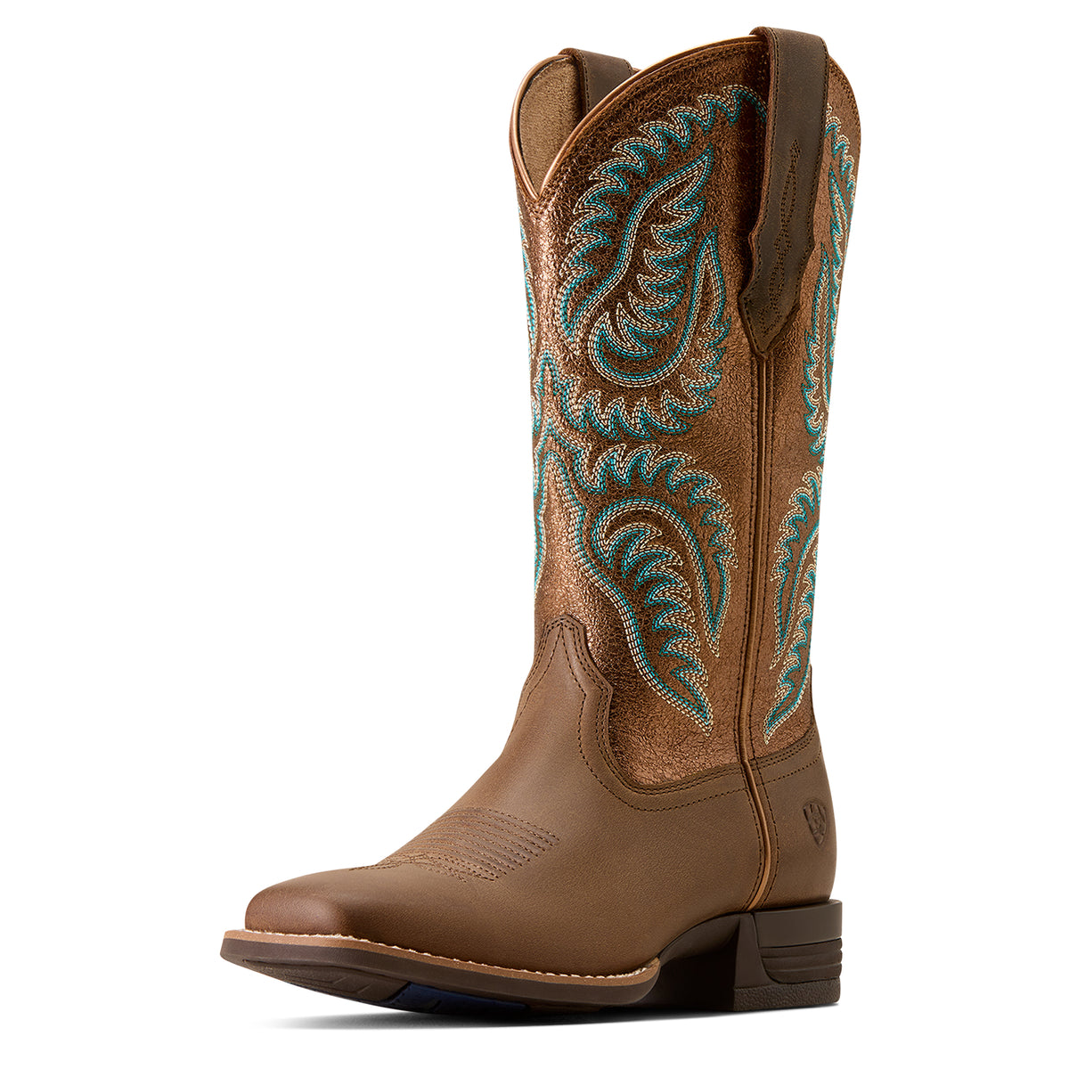 Ariat Cattle Caite Wide Square Toe Western Boot Mocha Dust Copper Ridge
