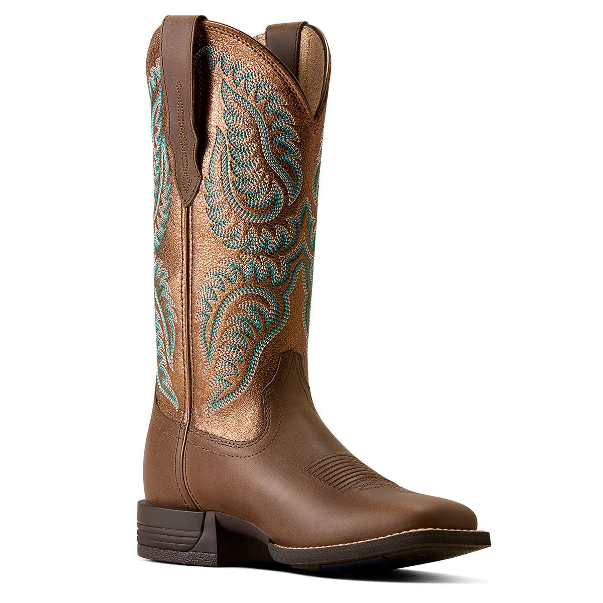 Ariat Cattle Caite Wide Square Toe Western Boot Mocha Dust Copper Ridge