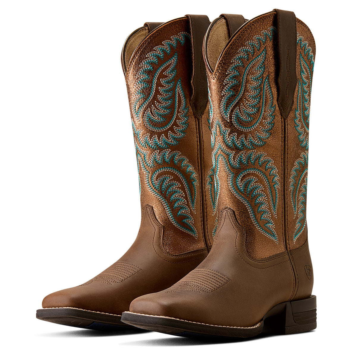 Ariat Cattle Caite Wide Square Toe Western Boot Mocha Dust Copper Ridge