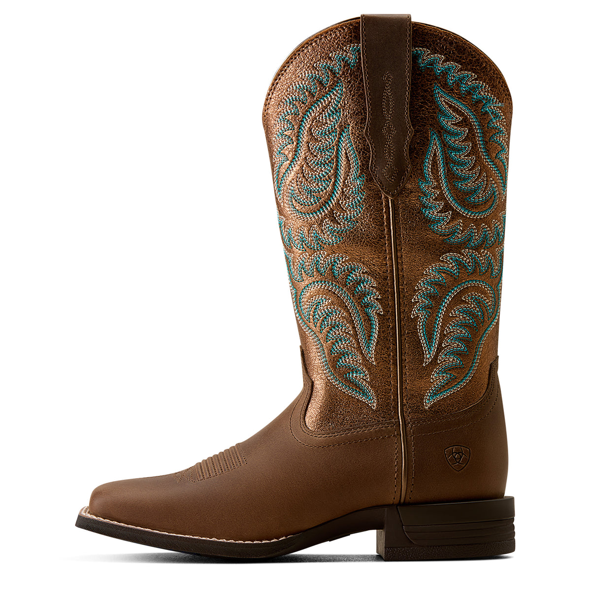 Ariat Cattle Caite Wide Square Toe Western Boot Mocha Dust Copper Ridge