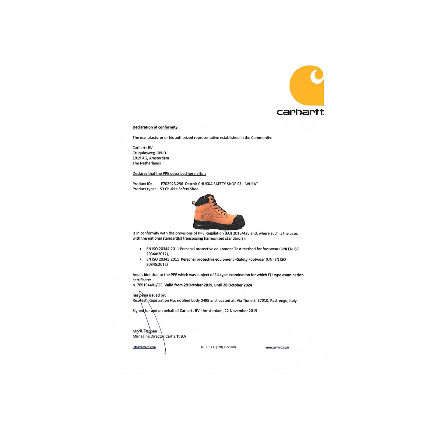 Cathartt Rugged Flex™ Detroit S3 15 cm veiligheidsschoenen met rits