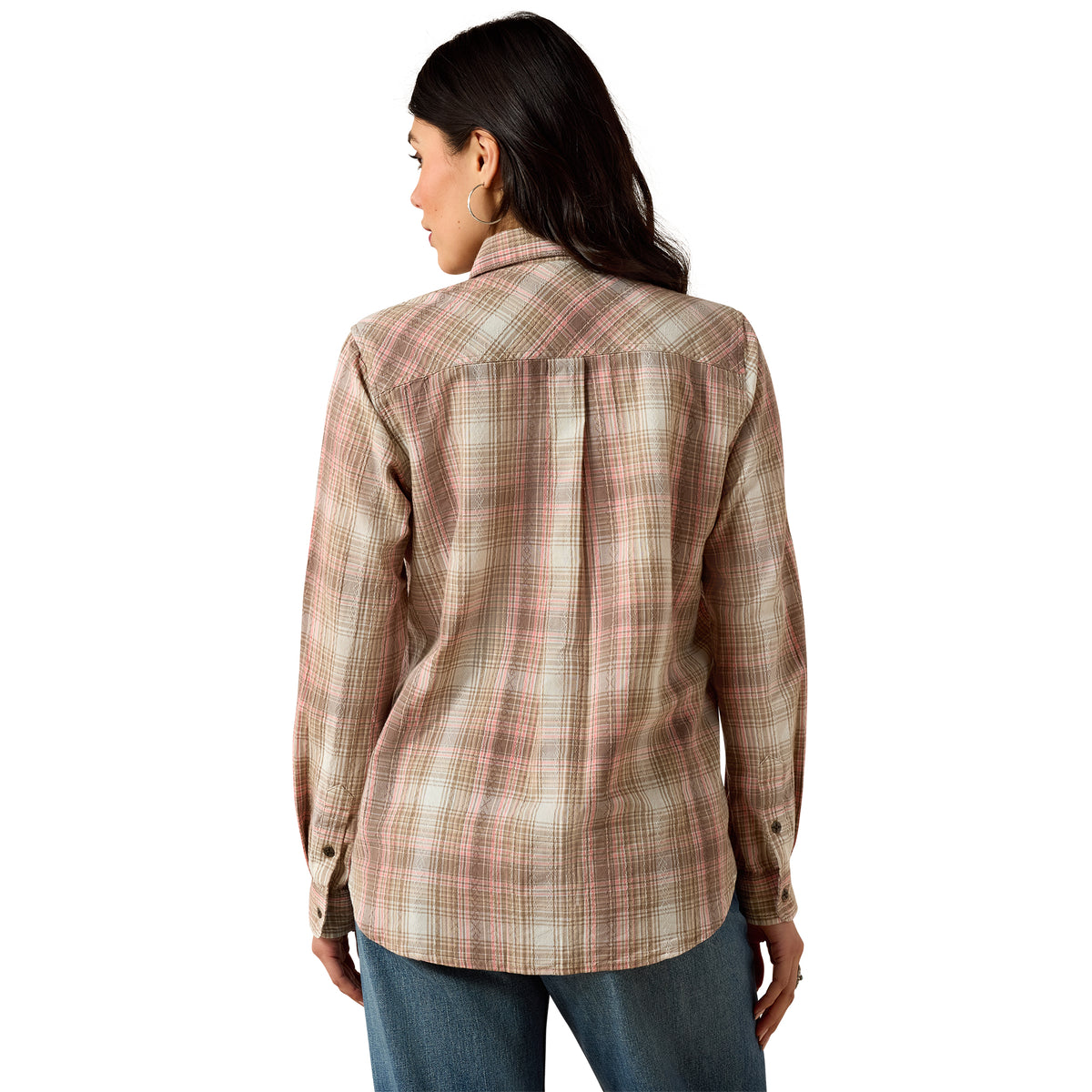 Billie Jean Western Shirt white pepper coral plaid