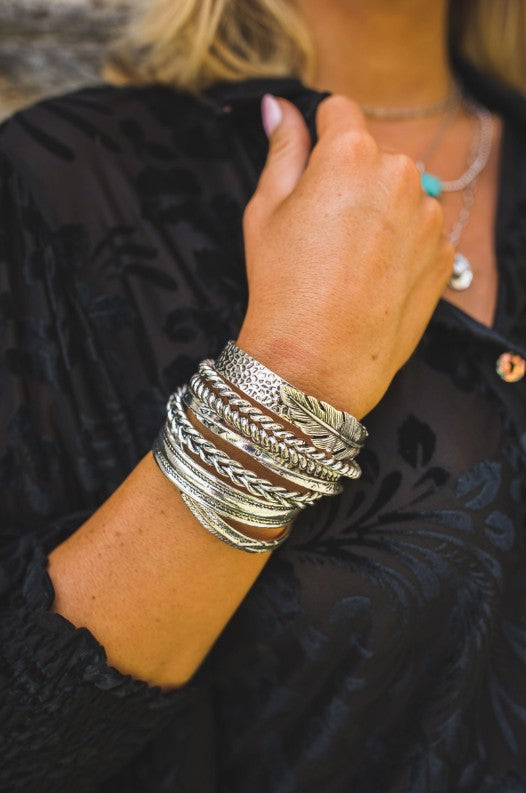 West & Co. Feather Cuff Armband – 18K Witgoud Verguld