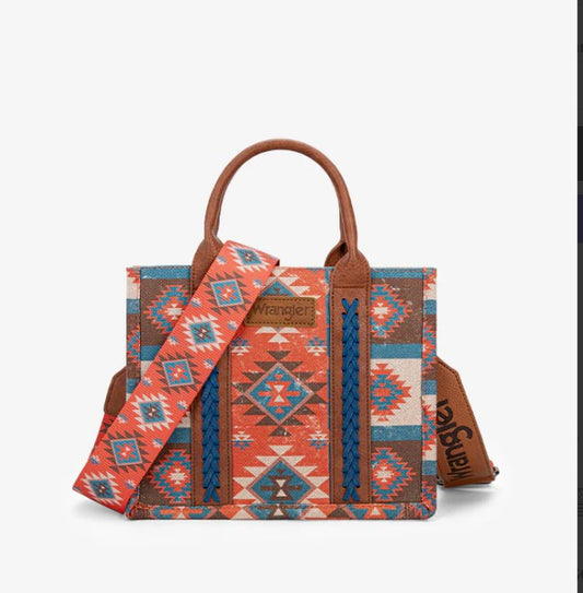 Wrangler Aztec Tote Bag Rood - blauw