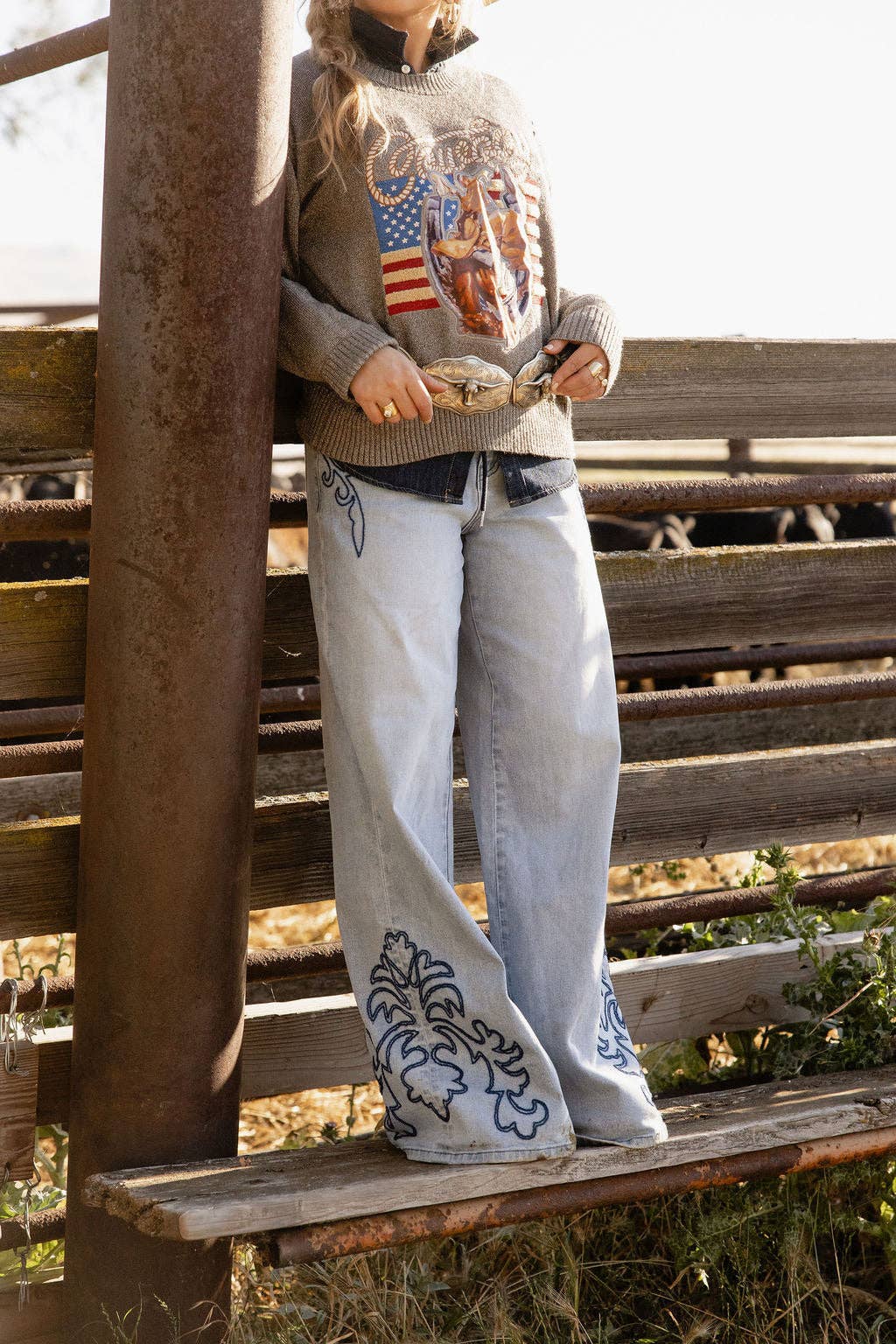 Patriot Paisley Jeans – Dames Western Jeans met Paisley Borduurwerk
