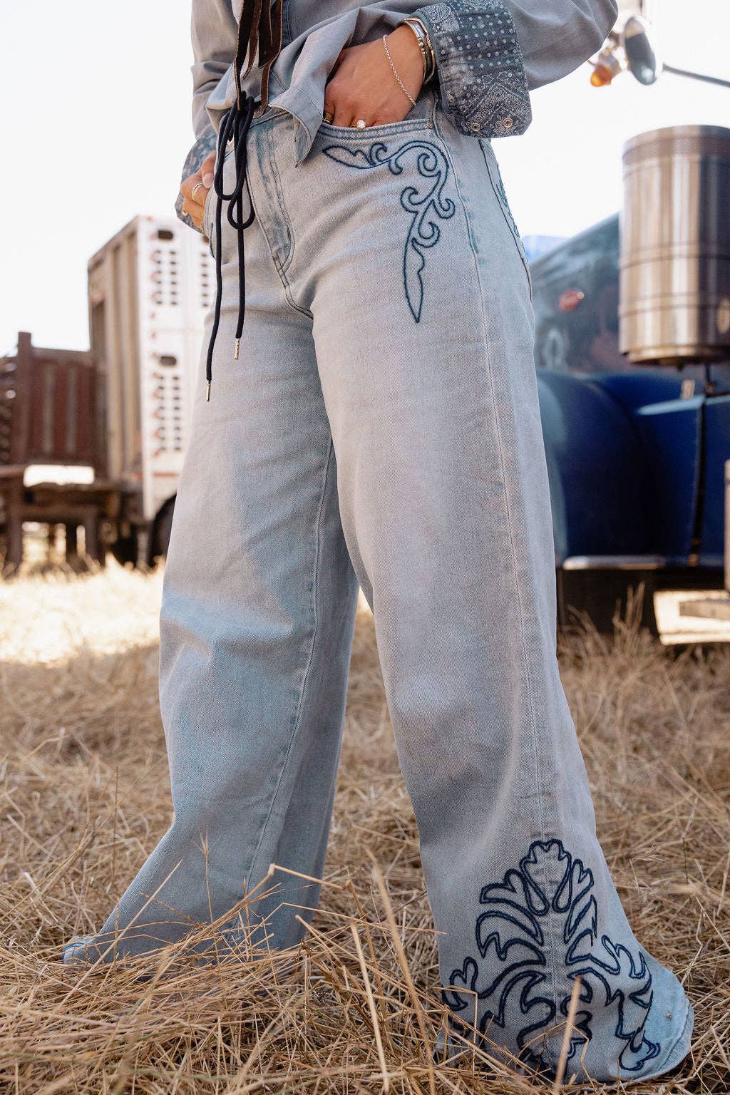 Patriot Paisley Jeans – Dames Western Jeans met Paisley Borduurwerk