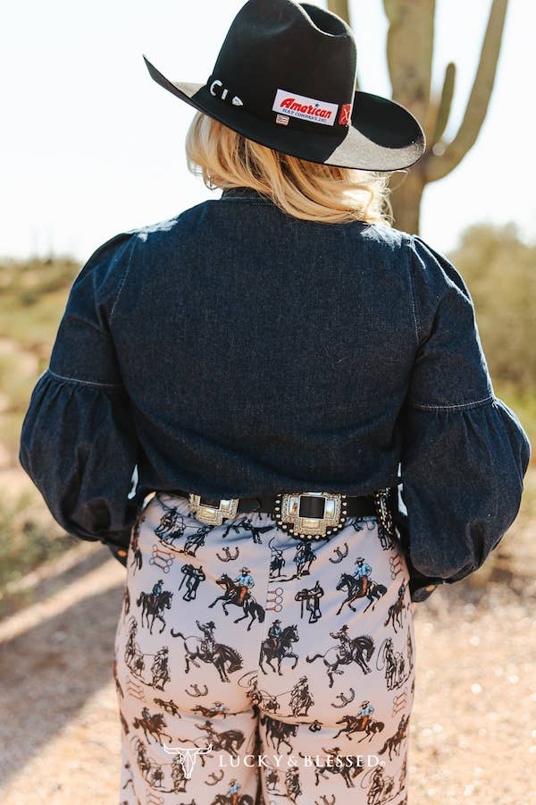 Western Denim Bow Blouse – Cowgirl
