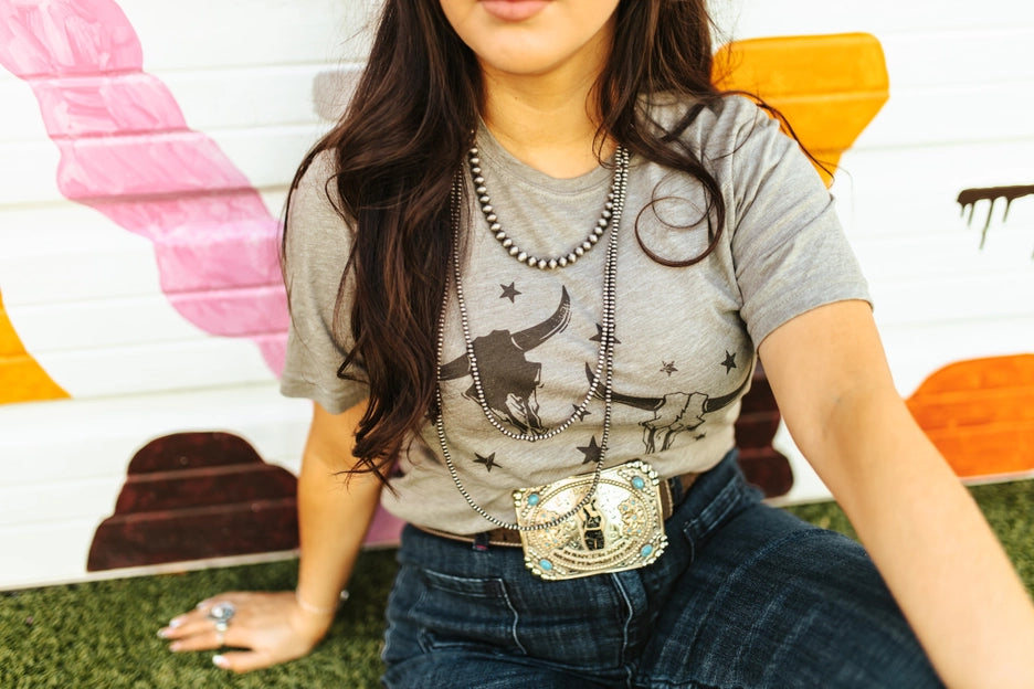 T shirt boy friend fit dubbele longhorn