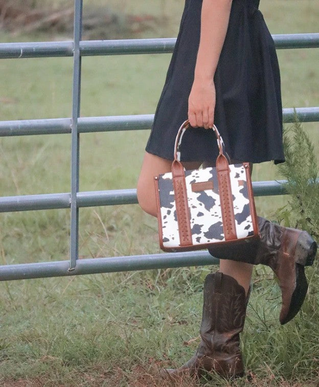 Montana West Wrangler handtas koeienvlekken leer